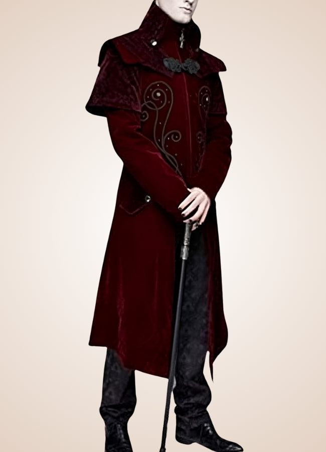 Embroidered Steampunk Frock Coat Red / XL embroidered-steampunk-frock-coat-red