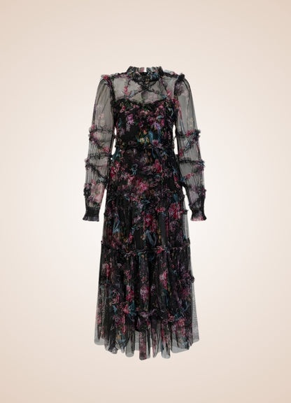 Floral Lace Steampunk Dress Black / 2XL floral-lace-steampunk-dress-black