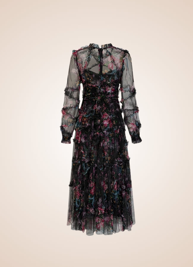 Floral Lace Steampunk Dress Black / 2XL floral-lace-steampunk-dress-black