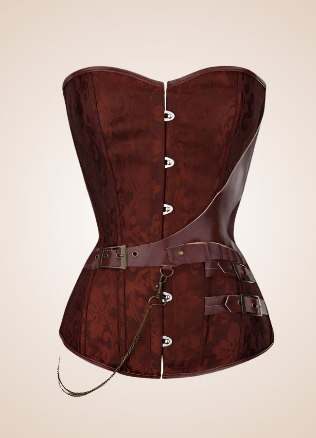 Flower Pattern Pirate Corset Brown / 4XL flower-pattern-pirate-corset-brown