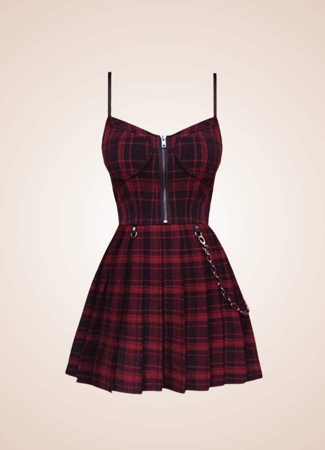 Goth Plaid Mini Dress Black / XL goth-plaid-mini-dress-black