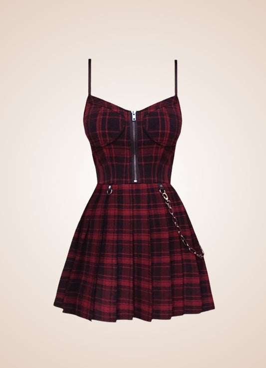 Goth Plaid Mini Dress Black / XL goth-plaid-mini-dress-black