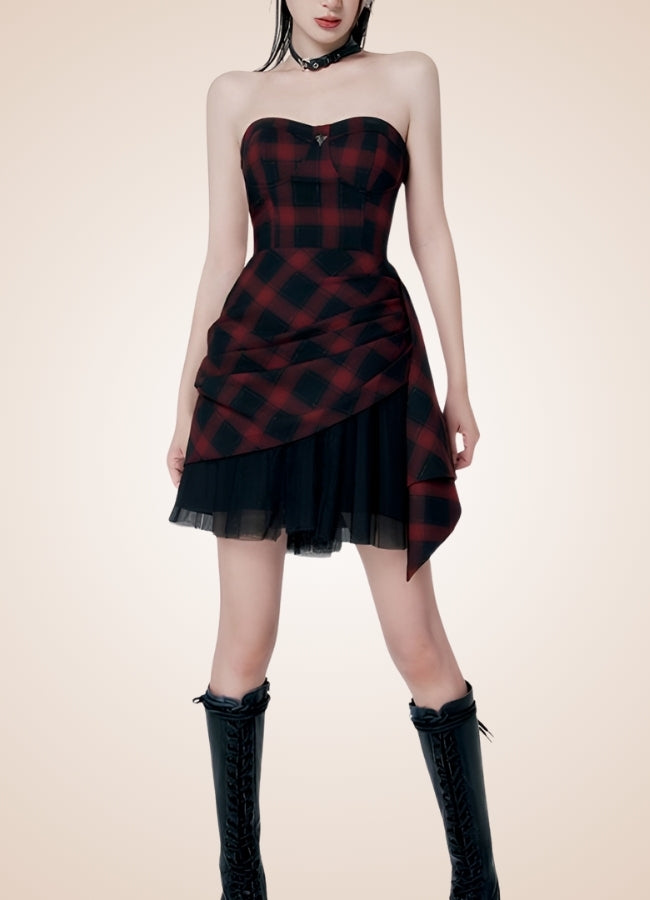 Goth Punk Mini Dress Red / M goth-punk-mini-dress-red