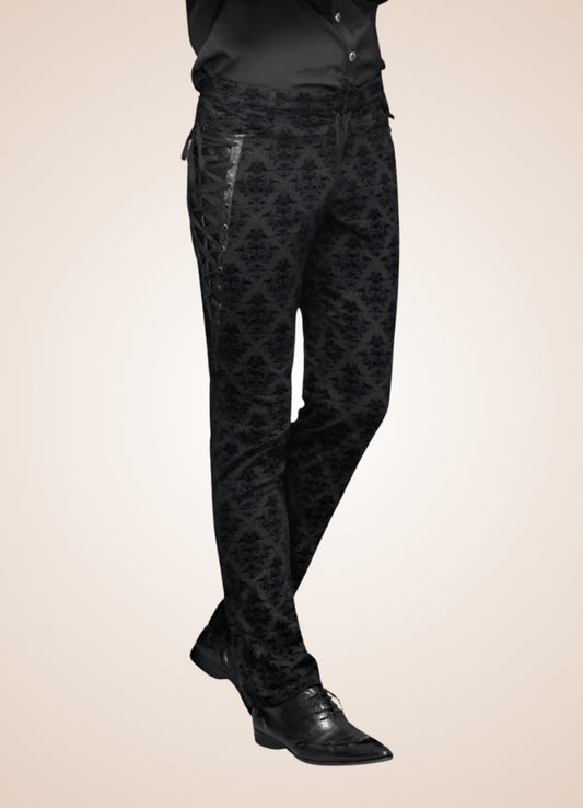 Gothic Black Baroque Pattern Pants Black / 2XL gothic-black-baroque-pattern-pants-black