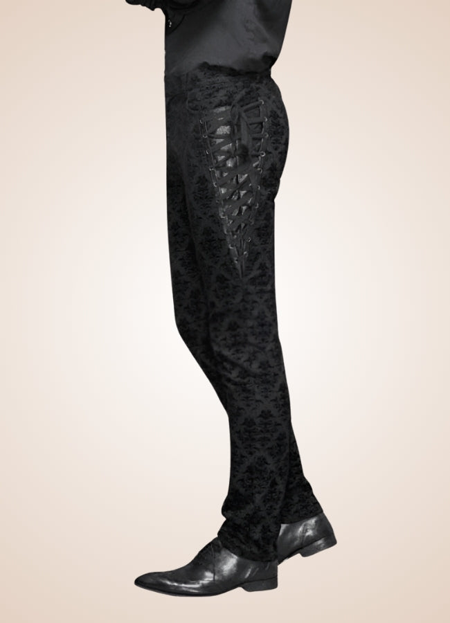 Gothic Black Baroque Pattern Pants Black / 2XL gothic-black-baroque-pattern-pants-black