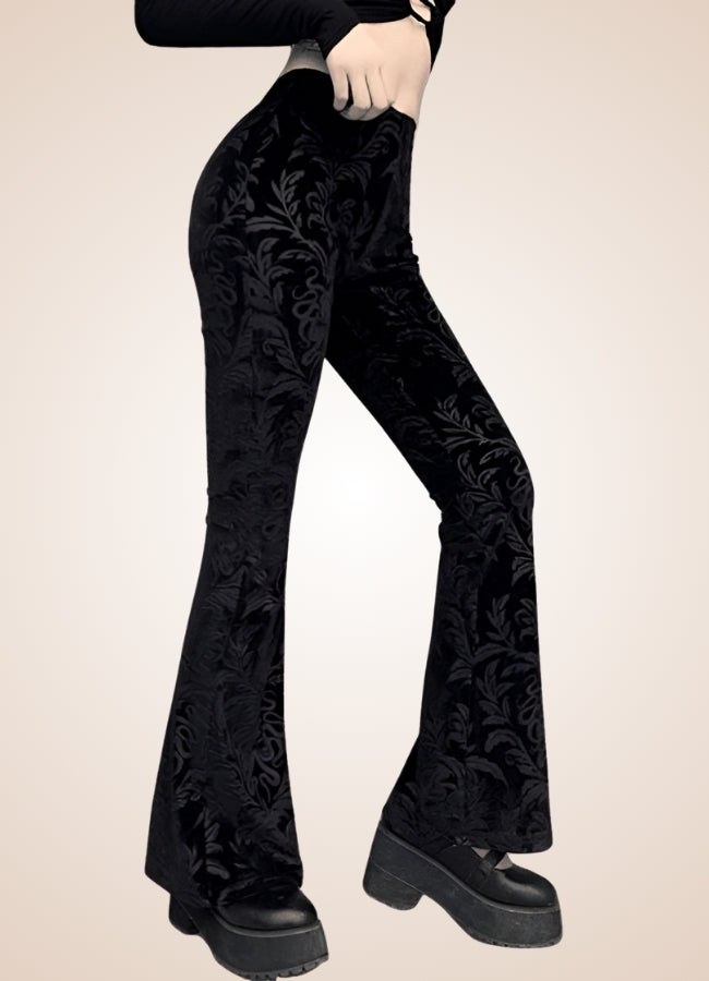 Gothic High Waist Jacquard Pants Black / M gothic-high-waist-jacquard-pants-black