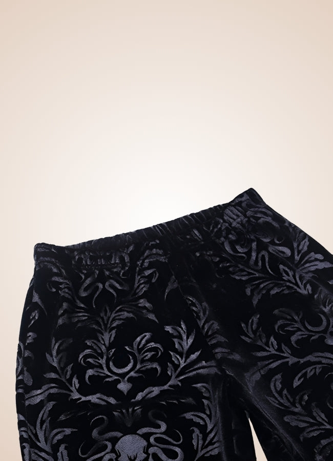 Gothic High Waist Jacquard Pants Black / M gothic-high-waist-jacquard-pants-black