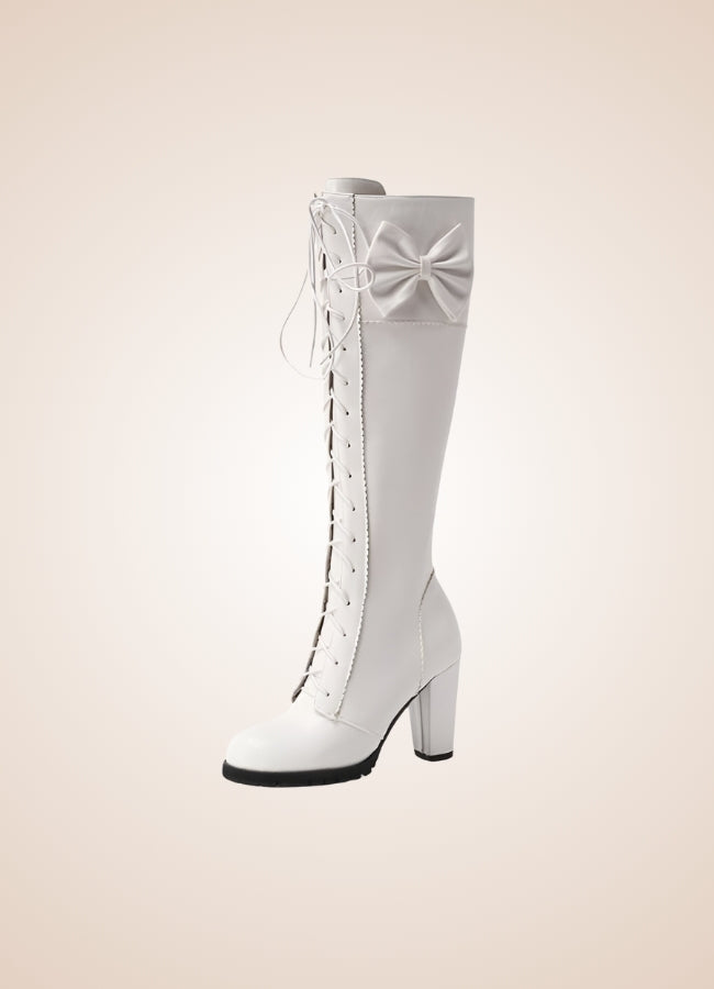 Gothic Knee High Combat Boots White / 12.5 gothic-knee-high-combat-boots-white