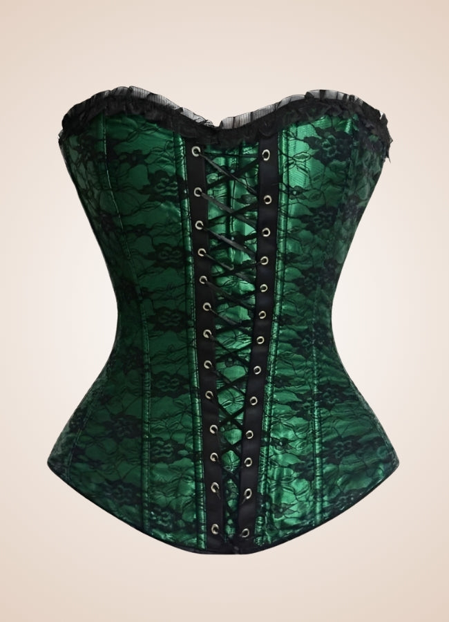 Gothic Lace Steampunk Corset Green / XL gothic-lace-steampunk-corset-green