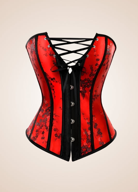 Gothic Lace Up Flower Corset Red / 4XL gothic-lace-up-flower-corset-red