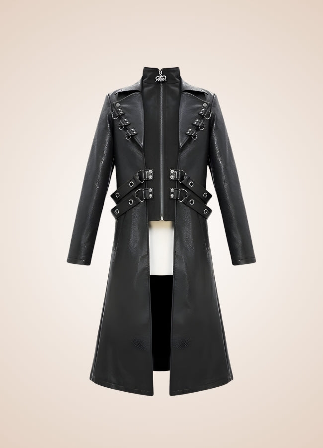 Gothic Leather Trench Coat Black / 3XL gothic-leather-trench-coat-black