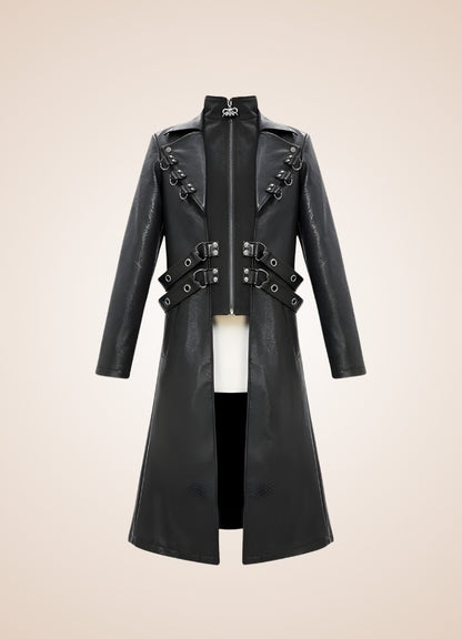 Gothic Leather Trench Coat Black / 3XL gothic-leather-trench-coat-black