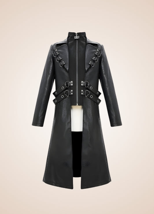 Gothic Leather Trench Coat Black / 3XL gothic-leather-trench-coat-black