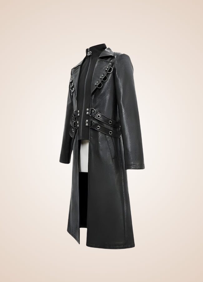 Gothic Leather Trench Coat Black / 3XL gothic-leather-trench-coat-black