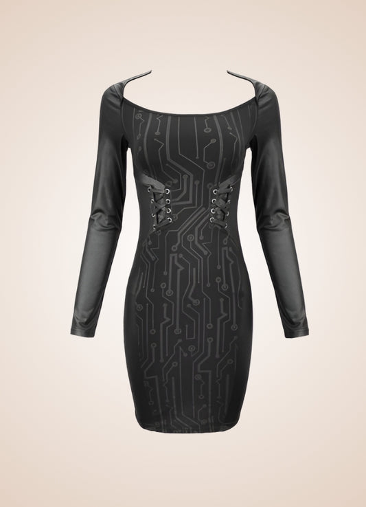 Gothic Long Sleeve Mini Dress Black / 2XL-3XL gothic-long-sleeve-mini-dress-black