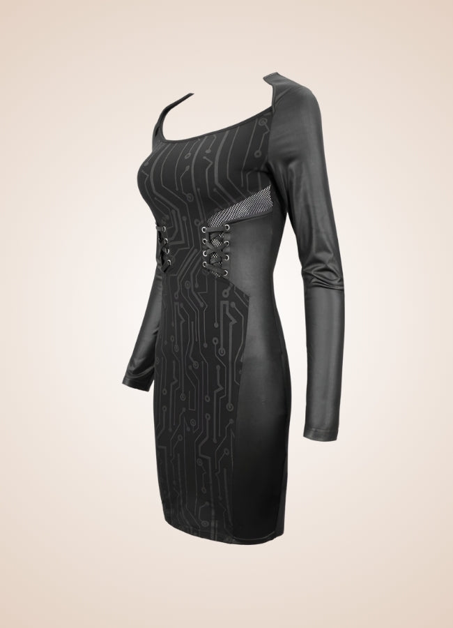 Gothic Long Sleeve Mini Dress Black / 2XL-3XL gothic-long-sleeve-mini-dress-black