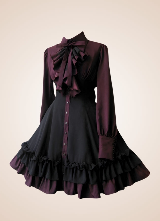 Gothic Medieval Burgundy Dress Wine / 2XL gothic-medieval-burgundy-dress-wine