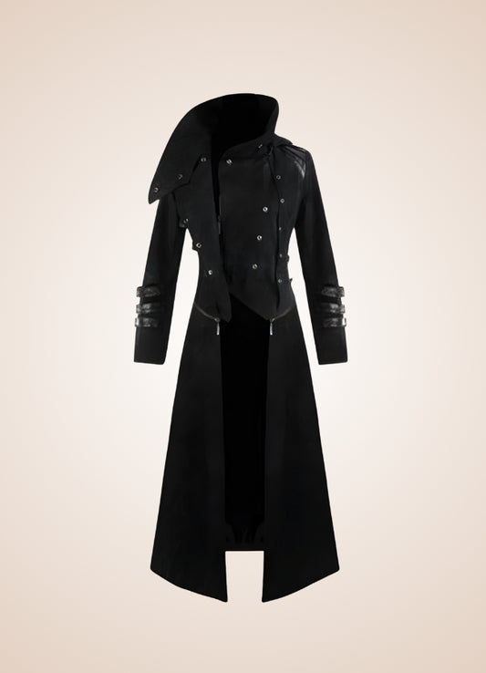 Gothic Medieval Trench Coat Black / 4XL gothic-medieval-trench-coat-black