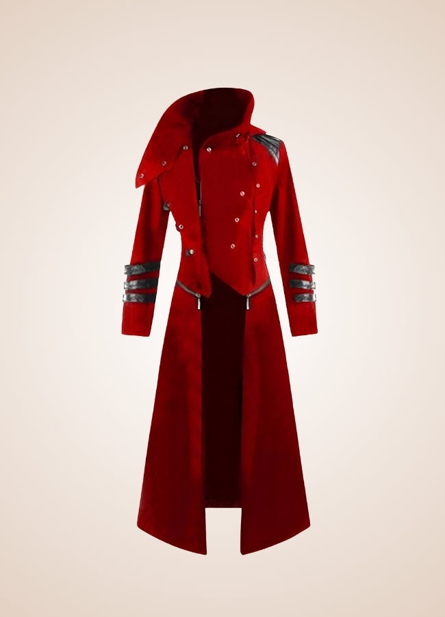 Gothic Medieval Trench Coat Red / 4XL gothic-medieval-trench-coat-red