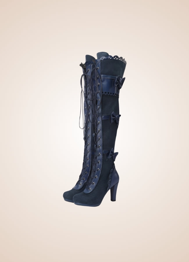 Gothic Over The Knee Boots Blue / 12.5 gothic-over-the-knee-boots-blue