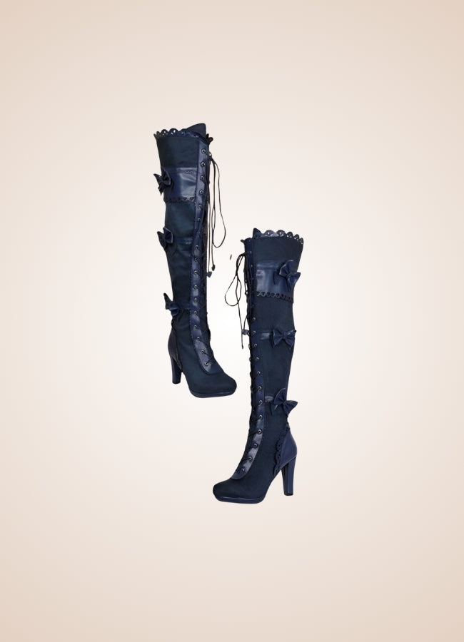 Gothic Over The Knee Boots Blue / 12.5 gothic-over-the-knee-boots-blue