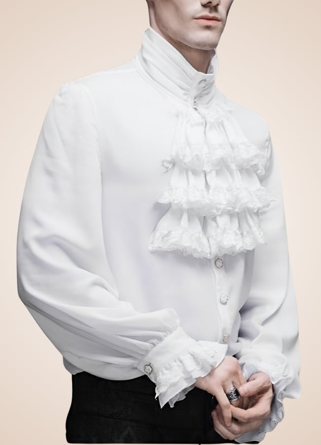 Gothic Ruffle Steampunk Shirt White / XL gothic-ruffle-steampunk-shirt-white