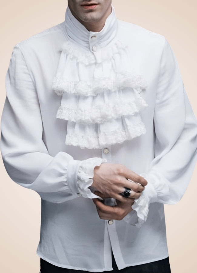 Gothic Ruffle Steampunk Shirt White / XL gothic-ruffle-steampunk-shirt-white