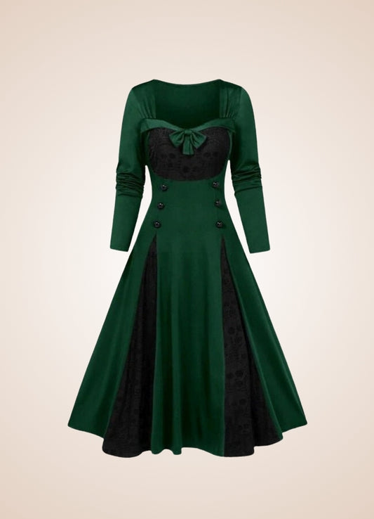 Gothic Skull Print Long Dress Green / 4XL gothic-skull-print-long-dress-green