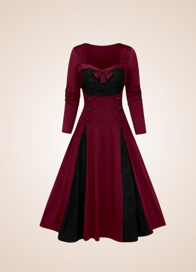 Gothic Skull Print Long Dress – Steampunk Outfit