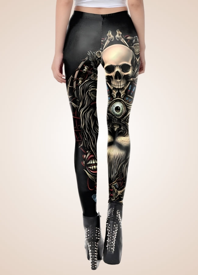 Gothic Skull Steampunk Legging Gold / L gothic-skull-steampunk-legging-gold