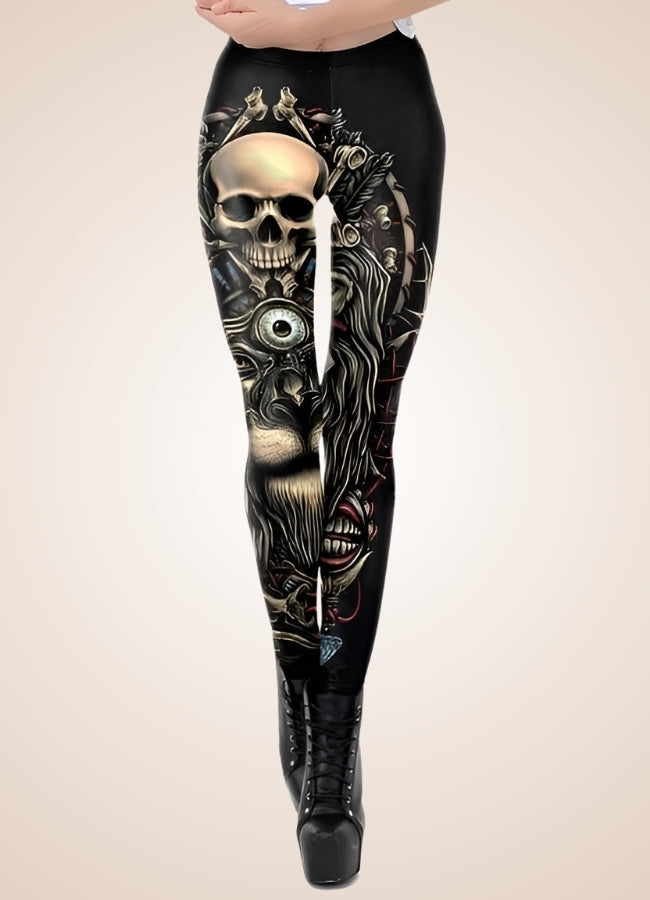 Gothic Skull Steampunk Legging Gold / L gothic-skull-steampunk-legging-gold