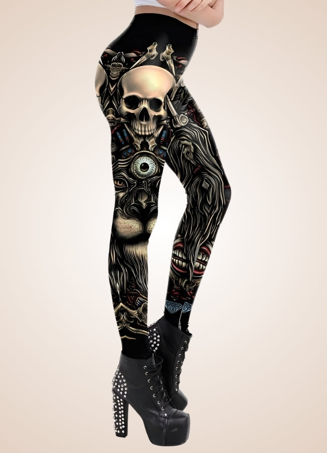 Gothic Skull Steampunk Legging Gold / L gothic-skull-steampunk-legging-gold