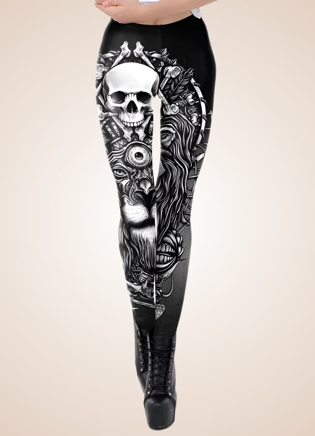 Gothic Skull Steampunk Legging Silver / L gothic-skull-steampunk-legging-silver