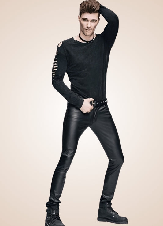 Gothic Slim Fit Leather Pants Black / 3XL gothic-slim-fit-leather-pants-black