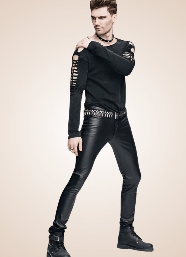 Gothic Slim Fit Leather Pants Black / 3XL gothic-slim-fit-leather-pants-black