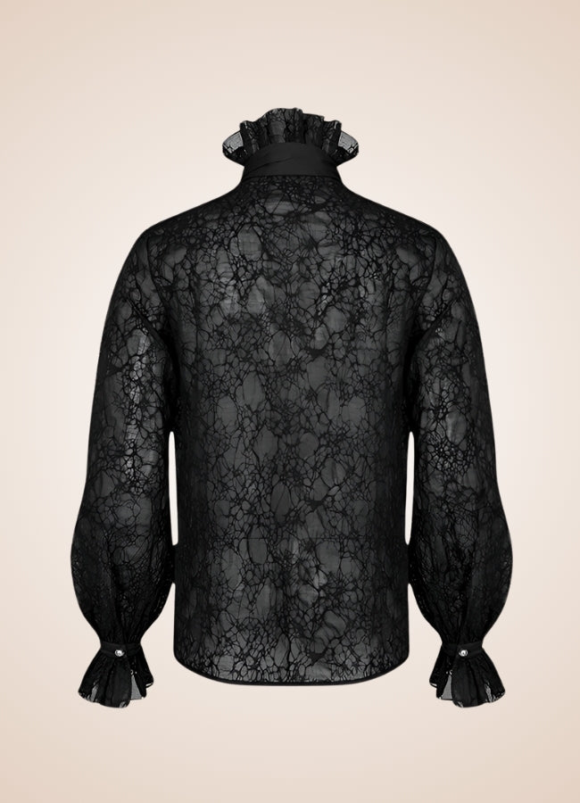 Gothic Steampunk Flounce Tie Shirt Black / 3XL gothic-steampunk-flounce-tie-shirt-black