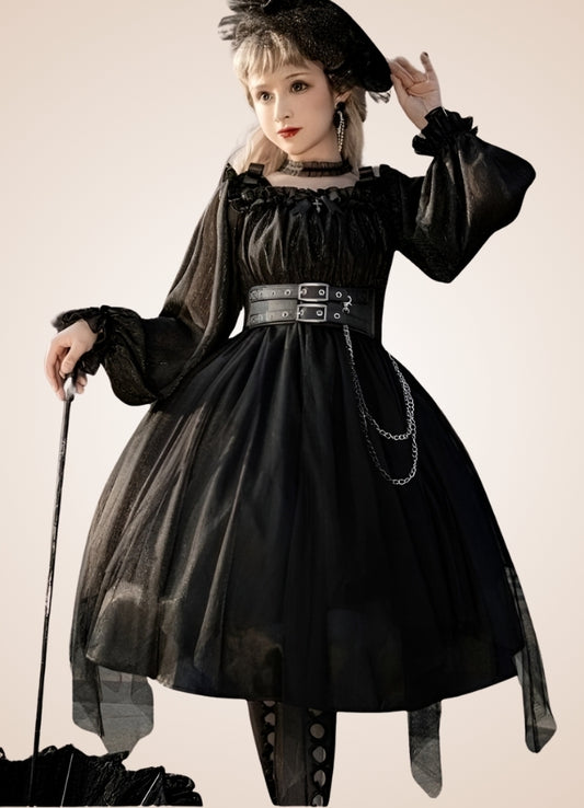 Gothic Steampunk Lolita Dress Black / L gothic-steampunk-lolita-dress-black