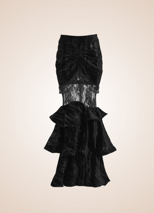 Gothic Steampunk Long Skirt Black / L gothic-steampunk-long-skirt-black