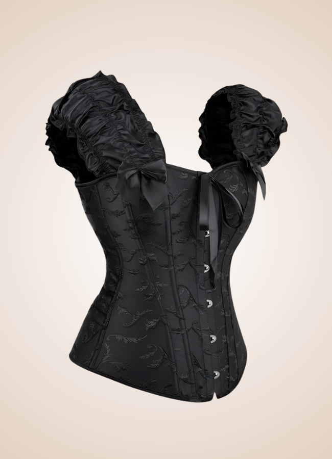 Gothic Steampunk Ruffled Corset Black / 4XL gothic-steampunk-ruffled-corset-black