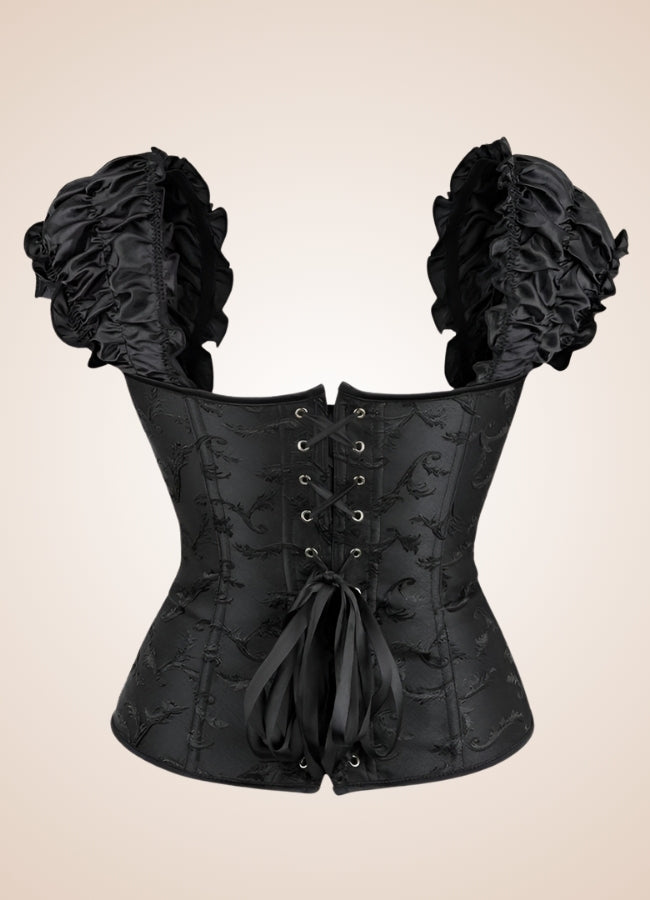 Gothic Steampunk Ruffled Corset Black / 4XL gothic-steampunk-ruffled-corset-black