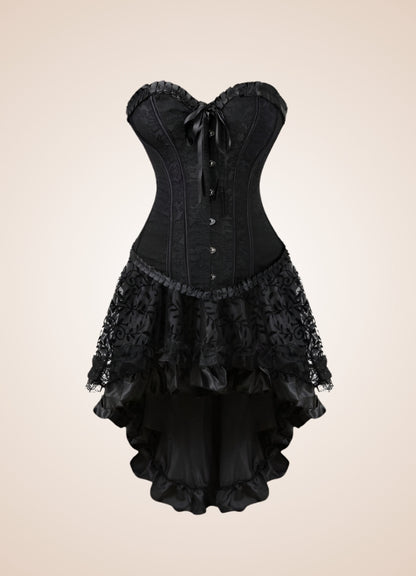 gothic corset dresses Black Lolita Dress With Authentic corset on steel bones Afolabi Maroon and Black Victorian