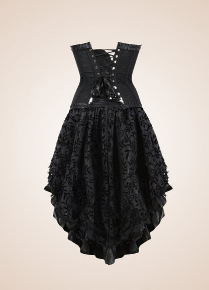 victorian dress with corset Steampunk Gothic Black and White Punk Witch Halloween Costume Vintage Victorian Gothic Corset Dress