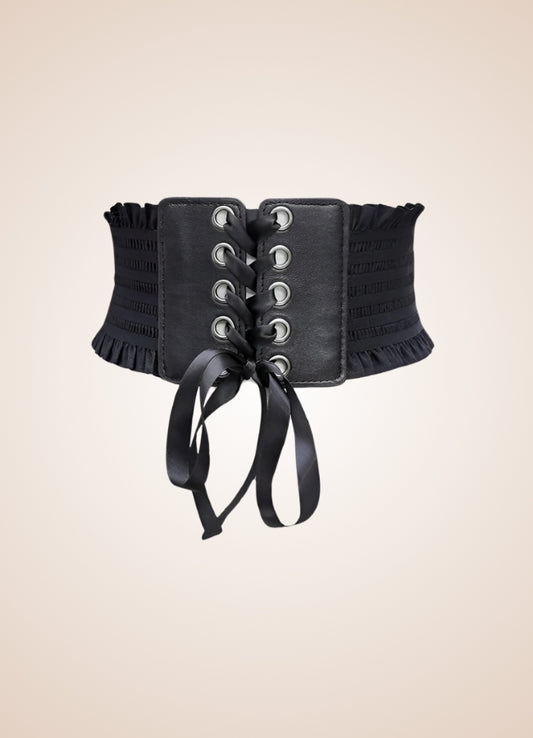 Gothic Wide Lace Up Belt Black / S gothic-wide-lace-up-belt-black