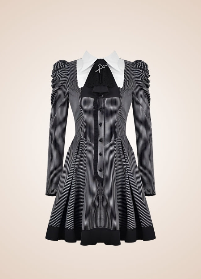 Gray Steampunk Ruffle Dress Gray / XL gray-steampunk-ruffle-dress-gray