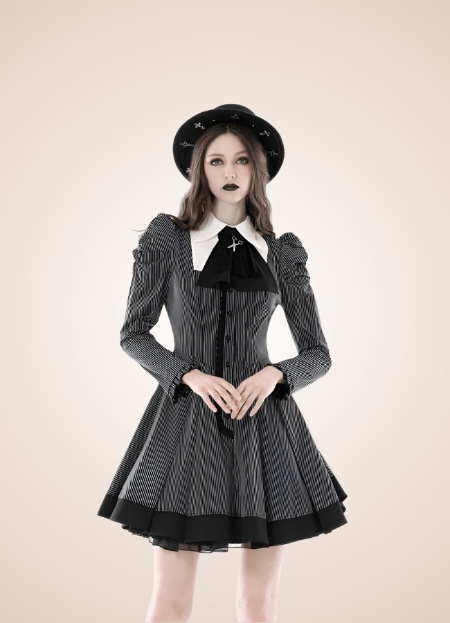 Gray Steampunk Ruffle Dress Gray / XL gray-steampunk-ruffle-dress-gray