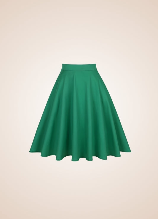 Green Retro Solid Color Skirt Green / XL green-retro-solid-color-skirt-green