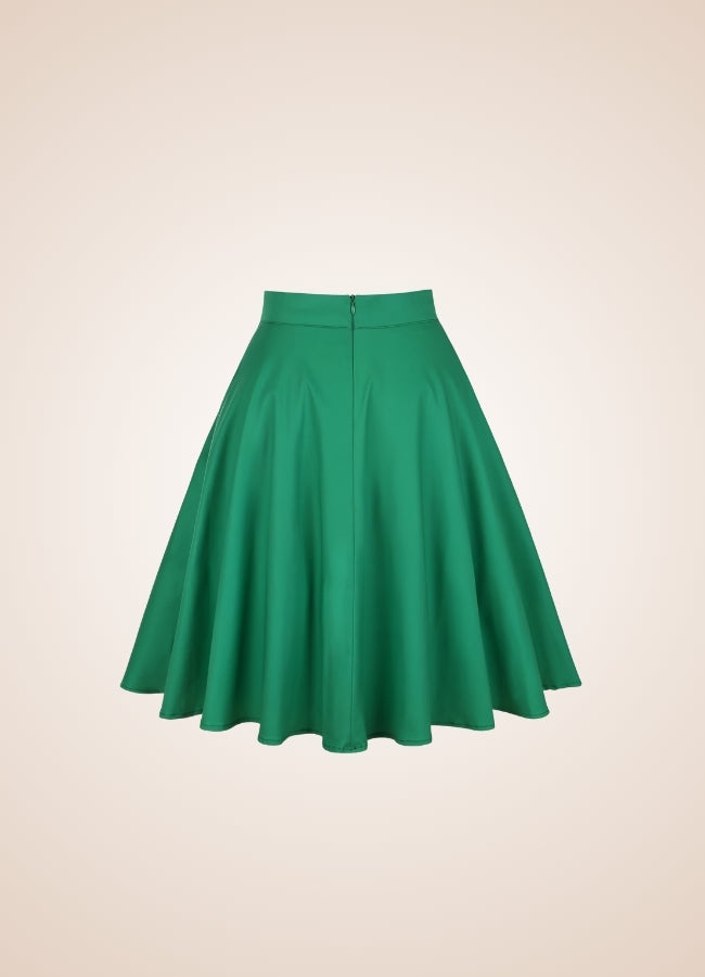 Green Retro Solid Color Skirt Green / XL green-retro-solid-color-skirt-green