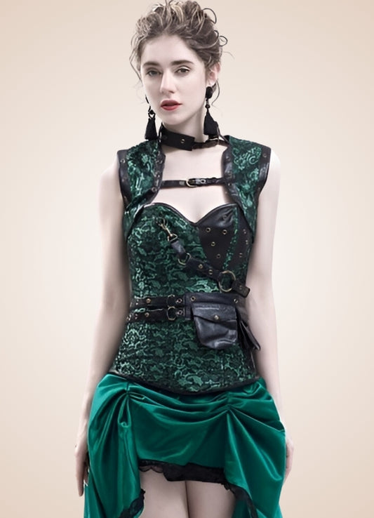 Green Steampunk Dress Green / L green-steampunk-dress-green