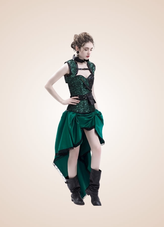 Green Steampunk Dress Green / L green-steampunk-dress-green