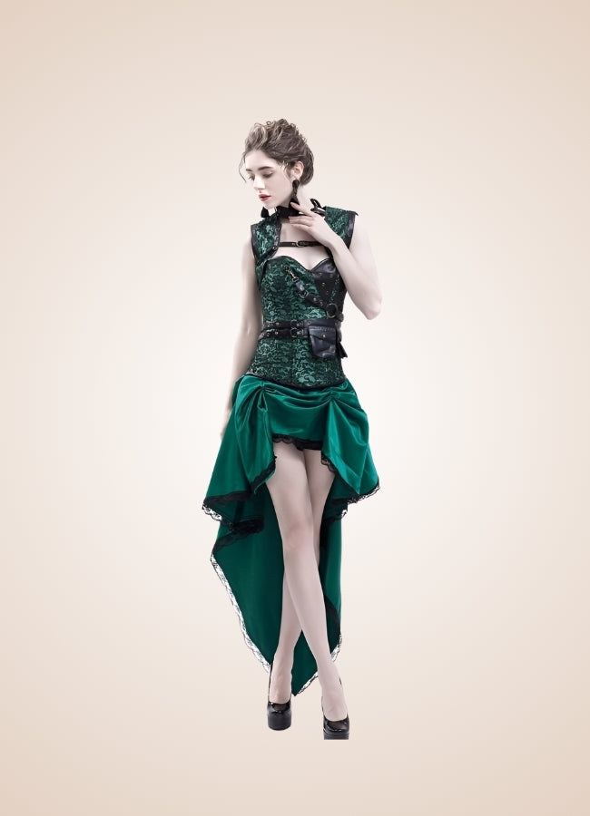 Green Steampunk Dress Green / L green-steampunk-dress-green